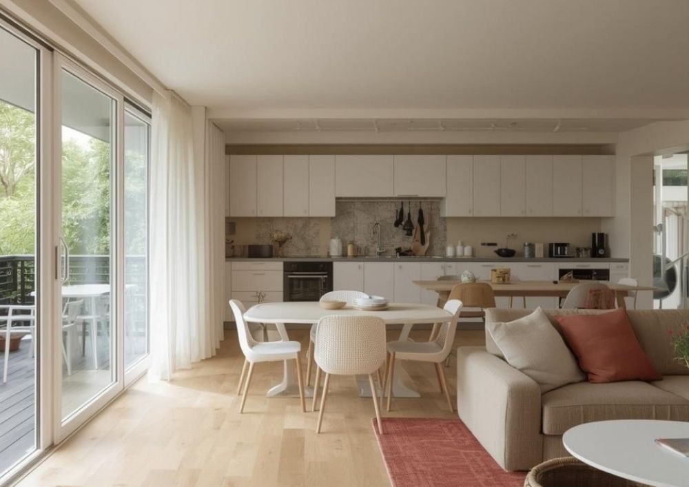 Moderne helle Küche in Wohnung